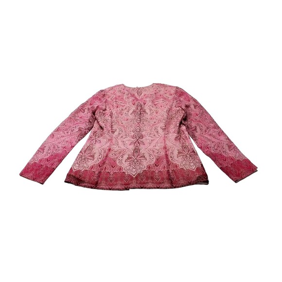 Vtg Liz Claiborne Women Size 10 Blouse 100% Silk Pink Semi Sheer Button Mom Boho - Picture 2 of 13